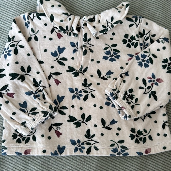 long sleeves shirt, petit bateau, 12m, cream with flowers, 100% cotton - Picture 2 of 3